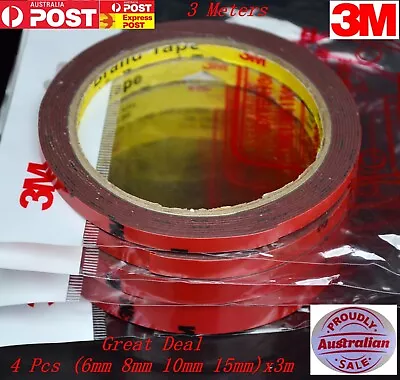 4 PCS (6MM 8MM 10MM 15MM) X 3M Double Sided 3M Tape Car Automotive Super Sticky  • $16.59