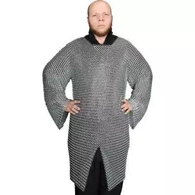 56  X-Large Butted Chainmail Hauberk Mild Steel Mail Armor Shirt Viking Warriors • £134.54