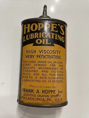 Vintage Hoppe's Lubricating Oil 3oz OIL CAN - Guns/Reels - Lead Spout Nice Empty • $35.69