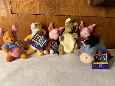 GUND Disney Classic Pooh Plush Beanie Baby Lot 7 Eeyore Kanga Piglet Roo NWT • $3.25