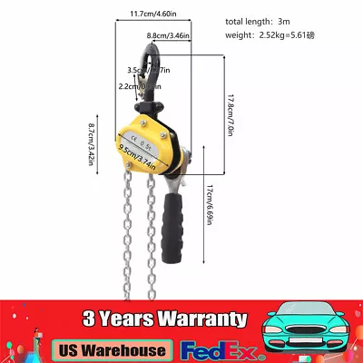 G80 1/2Ton Mini Lever Chain Hoist Ratchet Type Come Along Puller Highly Portable • $42.37
