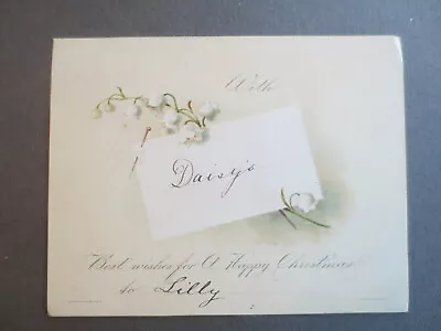 Victorian CHRISTMAS Card Lily Of The Valley Note Pinned W Hagelberg Chromo Litho • £4.99