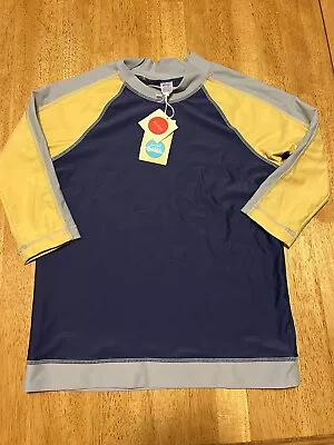 NWT Mini Boden Swim Sun Protection Shirt Rash Guard Blue Yellow Size 11-12 Years • $34.99