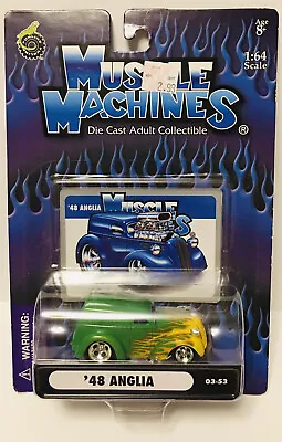 Muscle Machines 1:64 Scale Diecast '48 Green Flamed Anglia 03-53 NEW From 2003 • $9.48