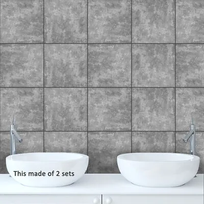 10pcs Grey Industry Concrete Feel Adhesive Bath Kitchen Wall Floor Tile Sticker • $18.23
