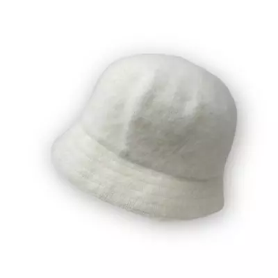 Vintage Betmar New York Fedora Bucket Hat Cap White Angora Rabbit Hair Wool OSFA • $25