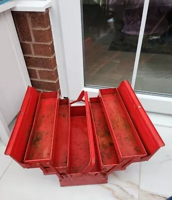 Red Cantilever Tool Storage Box Tool Box Empty- L 45 X D 20 X H 20cm • £14.99