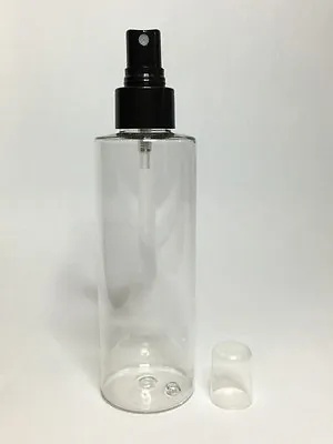 Empty 250ml Clear Cylindrical Plastic Bottles Atomiser Spray Pump *ANY AMOUNT* • £1.99