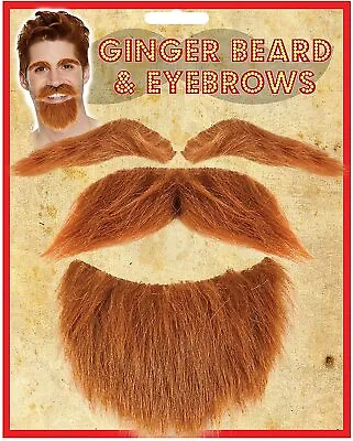 Ginger Beard Moustache And Eyebrow Set Scottish Scotsman Hair Tash Fancy Dress • £3.10