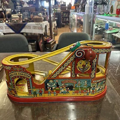 J.chein Vintage Tin Litho Wind Up Roller Coaster-great-works Read Description • $350
