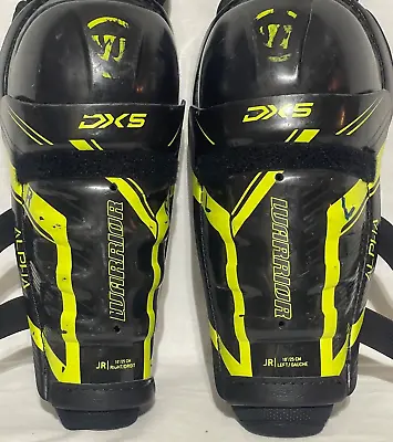 Warrior DX5  Jr Size 10  Ice Hockey Shin Guards Black With Yellow Accents • $11.95