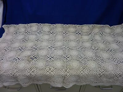 VINTAGE ECRU CROCHET TABLECLOTH 60  X 57  • $32.99