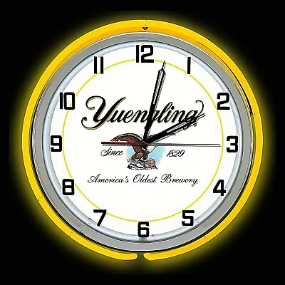 19  Yuengling Beer Sign Yellow Double Neon Clock Americas Oldest Brewery • $169.99