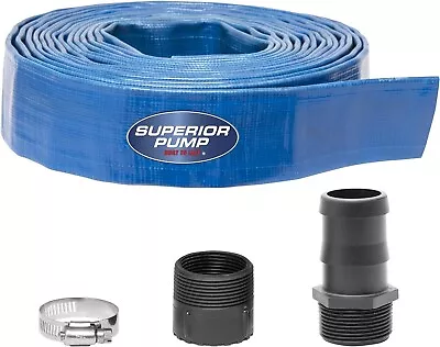 99621 Lay-Flat Discharge Hose Kit 5-Piece | 25Mm X 50M Water Pump | 2 Stainless • $83.90