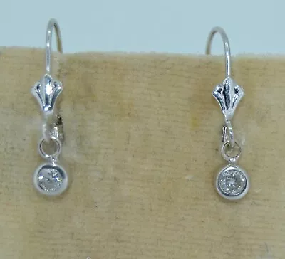 14K White Gold Diamond Drop Earrings • $285