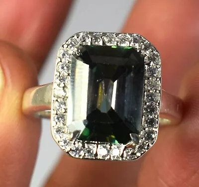 6.05 Ct Certified Emerald Cut Green Diamond Solitaire Men's Ring Great Sparkle • $323.99