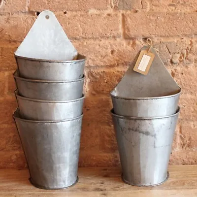 Rustic Metal Half Bucket Planter - Wall Hanging Planter - Vintage Style Bucket • £20