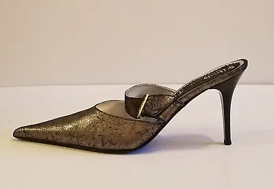 NWB D'Alessio Moda Ladies  Buckle Strap Mules Shoes Sz 41 Gray Black (sz 10)  • $80