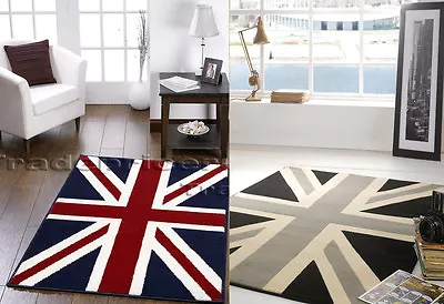 Union Jack Rug Traditional Red White Blue Or Black Grey Mono Discount Large  • £24.79