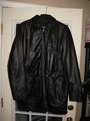 Wilson Men Black Leather 3/4th Length Heavy Coat-Thinsulate Ultra Liner Large LG • $42