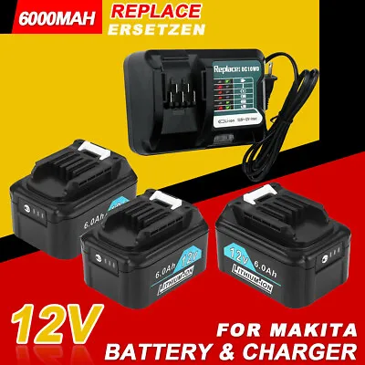 3XBattery+Charger Set 6.0Ah BL1061B 1040B BL1021B DC10WD For Makita 12V 10.8v • £152.47