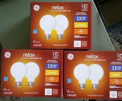 GE G25 Relax LED Soft White Light Bulbs 40w(360 Lumens)Dimmable 3/2 Packs • $21.99