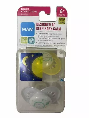 NEW 2 Pack MAM Night Pacifier - GLOWS IN THE DARK *for 6+ Months • $6.49