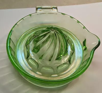 Vintage Depression Vaseline Uranium Green Glass Citrus Juicer Reamer  • $14