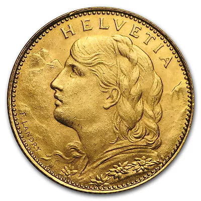 1911-1922 Switzerland Gold 10 Francs BU (Random) • $345.36