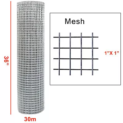 Galvanised Welded Wire Mesh 1 X1  Aviary Chicken Rabbit Garden Fencing 30m Long • £42.99