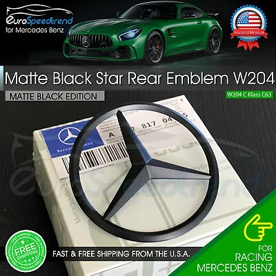 Matte Black Star Trunk Emblem For Rear Lid Logo Badge W204 C Class Mercedes AMG • $24.99