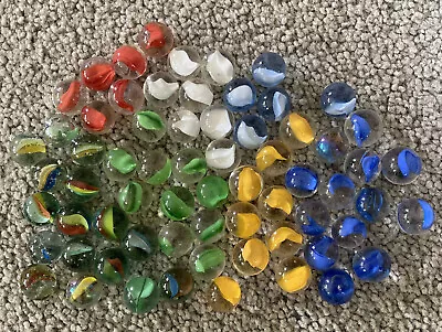 Vintage BULK Lot 66 Cats Eye Marbles White Green Yellow Red Blue • $11.95