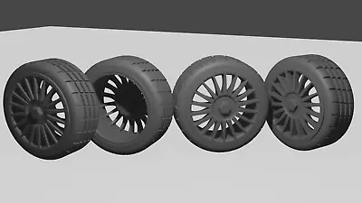 1/24 Set Of Wheels Set Tires And Brake Discs For Diorama Or Diecast UNPAINTED • £8