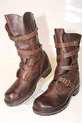 Vintage Shoe Company USA Made Womens 12 M Jennifer Tanker Leather Biker Boots • $28