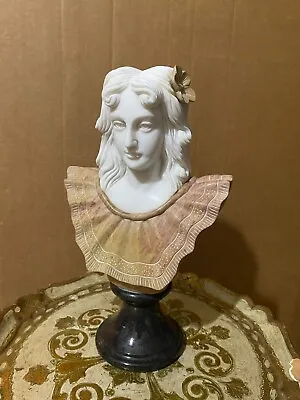 Marble Bust Of A Woman With A Single Flower In Her Hair • $150