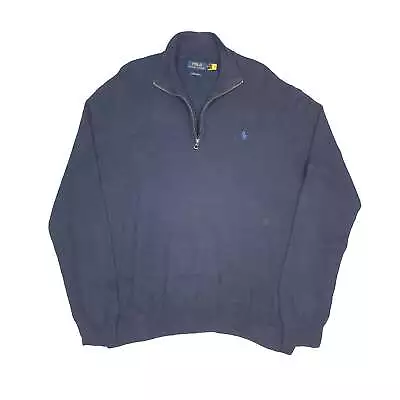 Mens POLO RALPH LAUREN Cotton 1/4 Quarter Zip Jumper Sweatshirt XL • £24.99