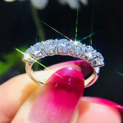 Luxury Round Cut Cubic Zircon Ring Women 925 Silver Filled Jewelry Sz 6-10 • £3.44
