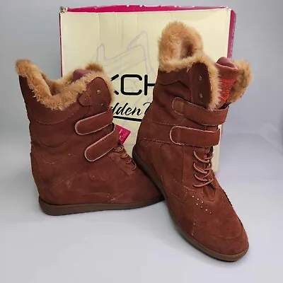 NWT Skch+3 Skechers Plus 3-Mighty Brown Leather Faux Fur Lined Boots Womens 10 • $39