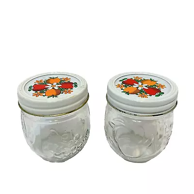 Vintage 1969 Kerr Fruit Embossed Glass Canning Jelly Jars 3.25  Lot 2 • $14.98