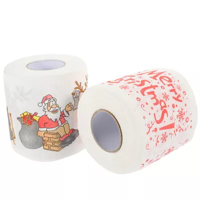  2 Roll Christmas Toilet Paper Printed Bathroom Tissue Decor Colored • £10.99