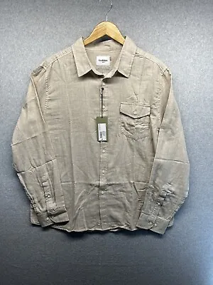Goodfellow Mens Button Up Shirt Size XL Beach Comber Brown NWT • $13.40
