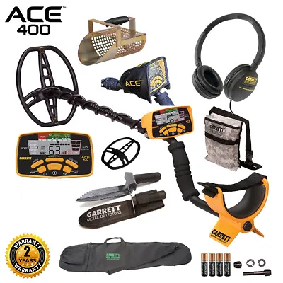 Garrett ACE 400 Metal Detector With Digger Pouch Sand Scoop And Carry Bag • $475.07