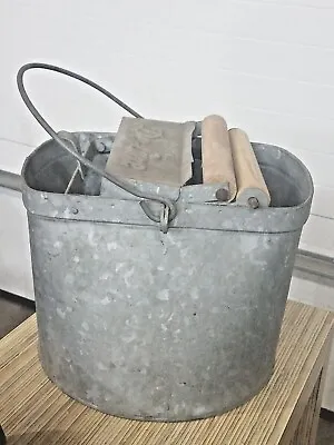 Vintage Patented Deluxe De Luxe Galvanized Wringer Mop Bucket • $24.99