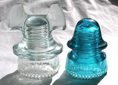 TWO Cool Glass Insulators! A MICKEY MOUSE And A Blazing Blue Signal!! • $20.50
