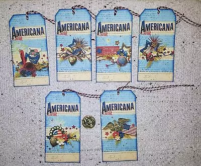 6~Vintage~4th Of July~Patriotic~Linen Cardstock~Gift~Hang~Tags~Ornaments • $10