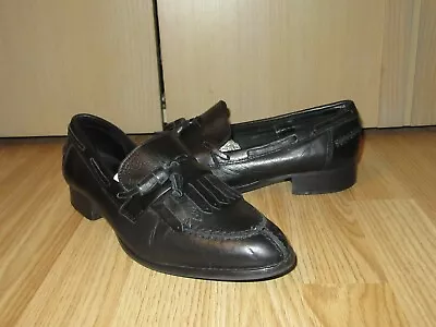 Womens MARTA JONSSON Black Leather Shoes Tassel Loafer EU 40 / UK 7 GREAT! • £19.90