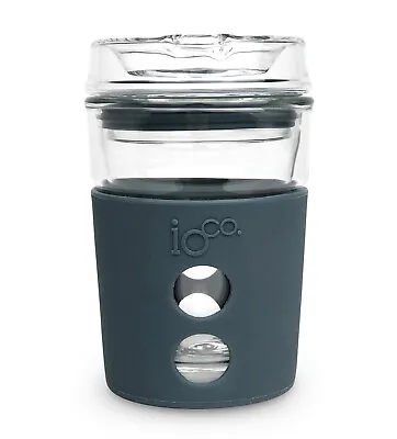 IOco 8oz Glass Coffee Eco Keep Your Mug Takeaway Cup WithGlass Lid Midnight Blue • $32.95