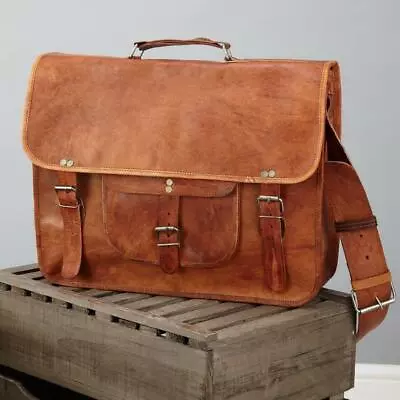 15 Men's Genuine Vintage Brown Leather Messenger Bag Shoulder Laptop Satchel • $84.26