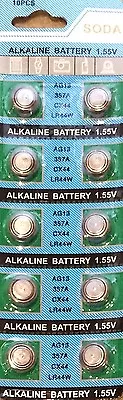 10 Pack 1.5V Alkaline Button Cell Batteries LR44 / AG13 / 357A Watches & Toys • $3.90