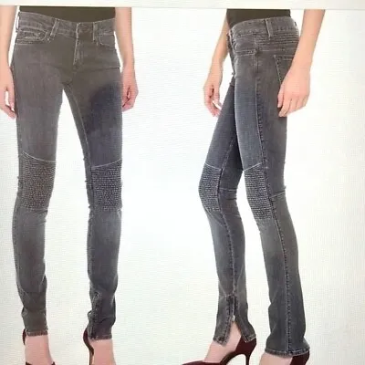 Size 24 - VINCE Women's Gray Wash Moto Skinny Jeans • $25